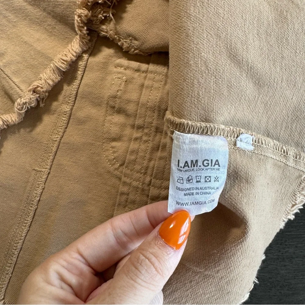 I.AM.GIA Khaki Tan Denim Micro Mini Skirt Distressed M